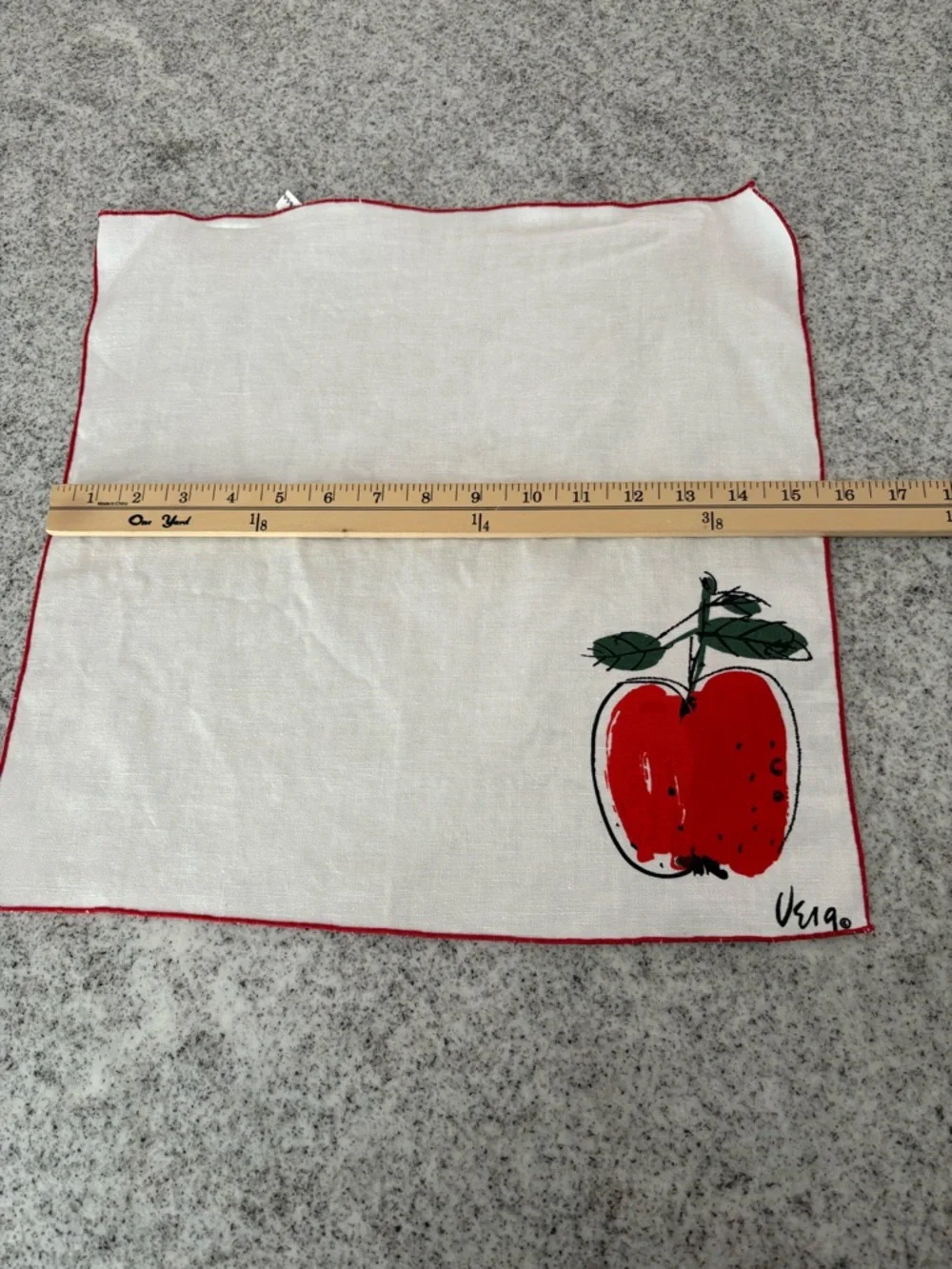 Vintage Vera napkins apple mid century modern red & white set of 5